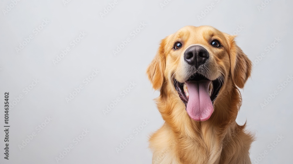 Happy dog sitting on a white background, tongue out and eyes bright, creating an adorable and cheerful pose. Happy dog sitting on a white background, tongue out and eyes bright, creating an adorable and cheerful pose.