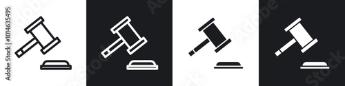 Gavel icons set. filled and line illustration