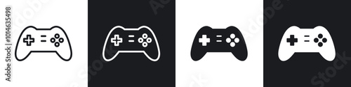 Gaming controller icons set. filled and line illustration