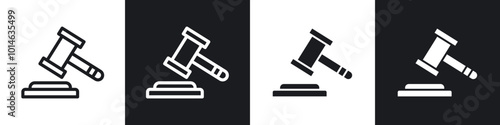 Gavel icons set. filled and line illustration