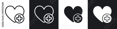 Health care icons set. filled and line illustration