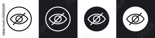 Hide icons set. filled and line illustration