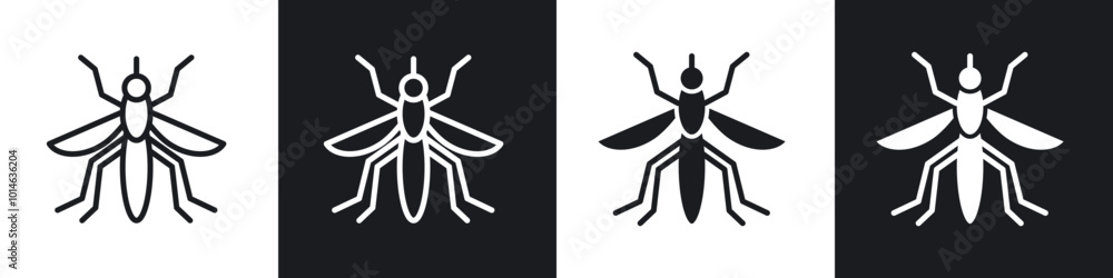 Mosquito icons set. filled and line illustration Mosquito icons set. filled and line illustration