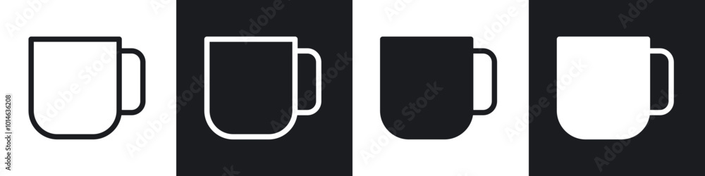 Mug icons set. filled and line illustration Mug icons set. filled and line illustration