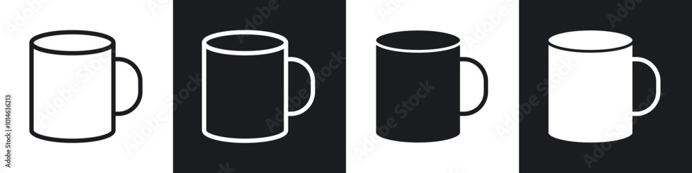 Mug icons set. filled and line illustration Mug icons set. filled and line illustration