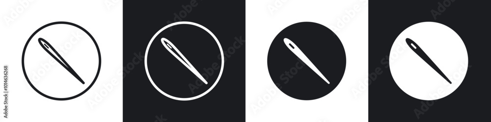 Needle icons set. filled and line illustration Needle icons set. filled and line illustration