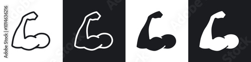 Muscle icons set. filled and line illustration