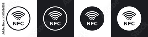 NFC icons set. filled and line illustration
