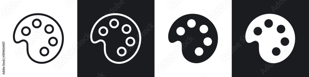 Fototapeta premium Palette icons set. filled and line illustration