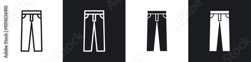 Pants icons set. filled and line illustration