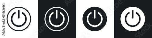 Power button icons set. filled and line illustration