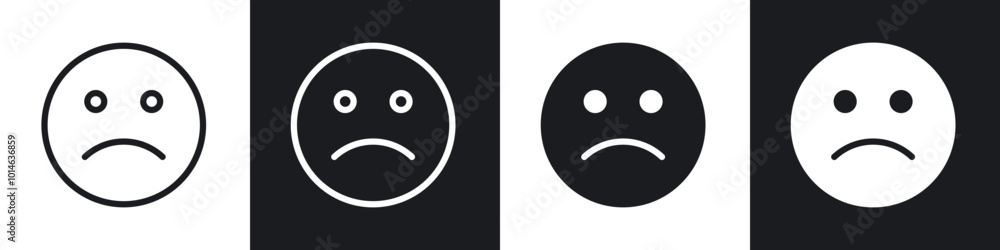 Sad icons set. filled and line illustration Sad icons set. filled and line illustration