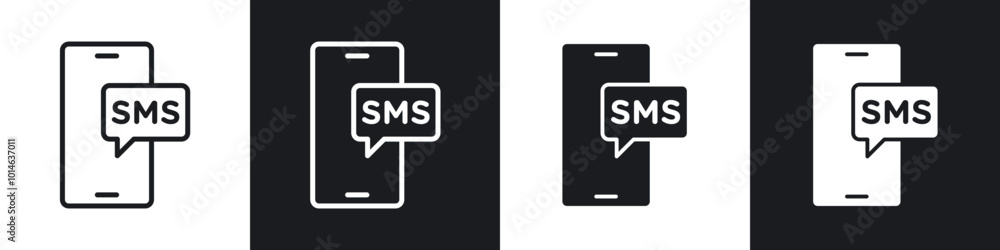 SMS icons set. filled and line illustration SMS icons set. filled and line illustration