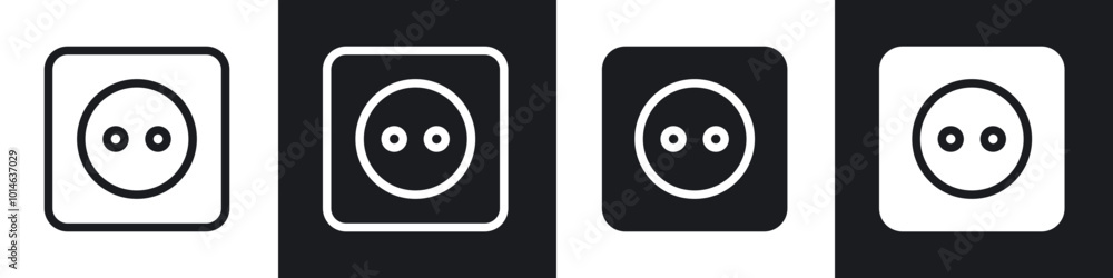 Socket icons set. filled and line illustration Socket icons set. filled and line illustration