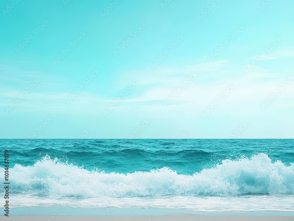 Ocean waves gently crashing against the shore, symbolizing calm and relaxation, soft blues and greens, digital painting, soothing atmosphere Ocean waves gently crashing against the shore, symbolizing calm and relaxation, soft blues and greens, digital painting, soothing atmosphere