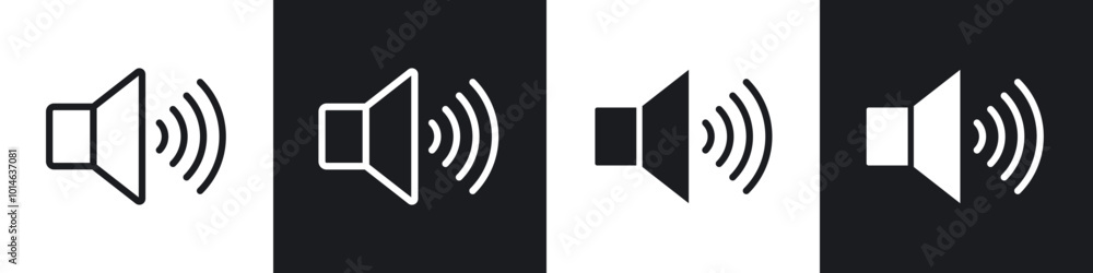 Speaker icons set. filled and line illustration Speaker icons set. filled and line illustration