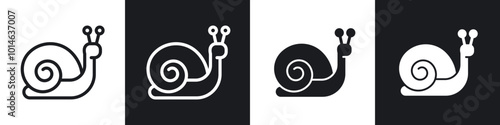 Snail icons set. filled and line illustration