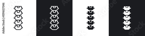 Spine icons set. filled and line illustration