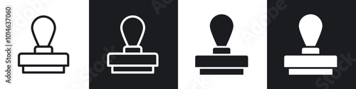 Stamp icons set. filled and line illustration