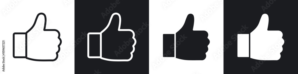 Thumb icons set. filled and line illustration Thumb icons set. filled and line illustration