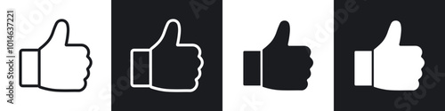Thumb icons set. filled and line illustration