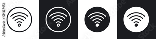 Wifi icons set. filled and line illustration