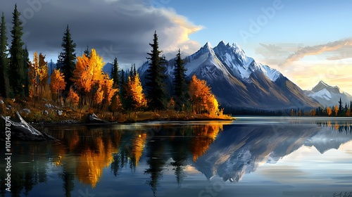 Autumn Mountain Lake Reflection