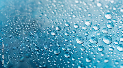 Macro background with water droplets condensation pattern on plastic surface with copy space image