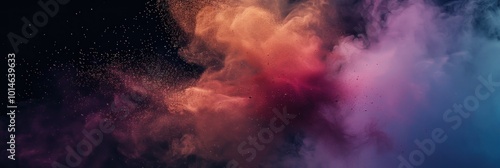 Cloud of colored powder explosion in the air. Color burst and festival celebration concept.