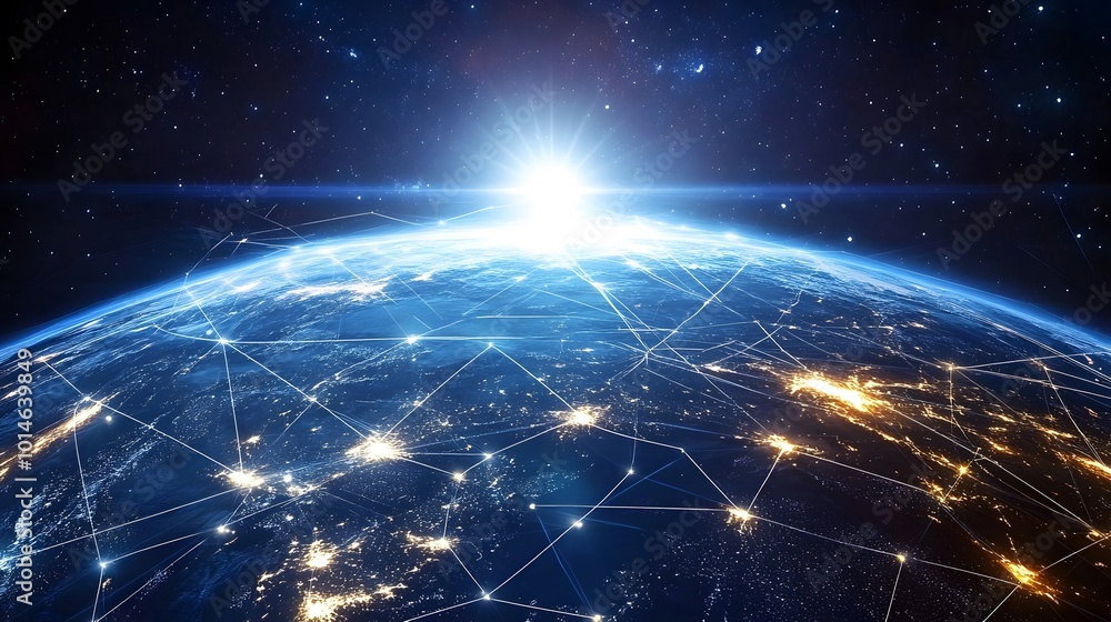 Global business and network connection concept. The spread of global economy and technology around the word. The globe with shiny line that connected each other surrounding along it. Global business and network connection concept. The spread of global economy and technology around the word. The globe with shiny line that connected each other surrounding along it.