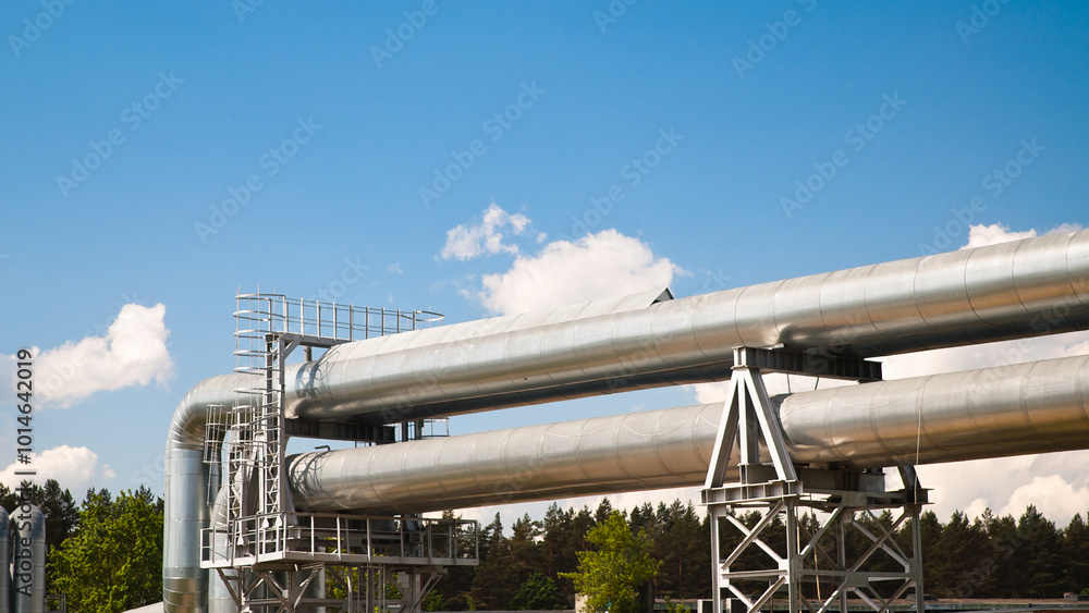 pipeline, blue sky and clouds in the background pipeline, blue sky and clouds in the background