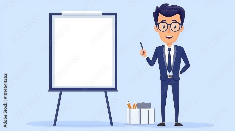 Businessman Presenting a Blank Presentation Board Businessman Presenting a Blank Presentation Board