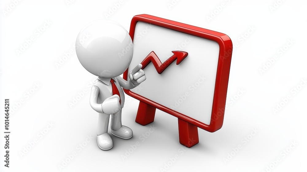 Business Growth Concept with Graph and Presenter Business Growth Concept with Graph and Presenter