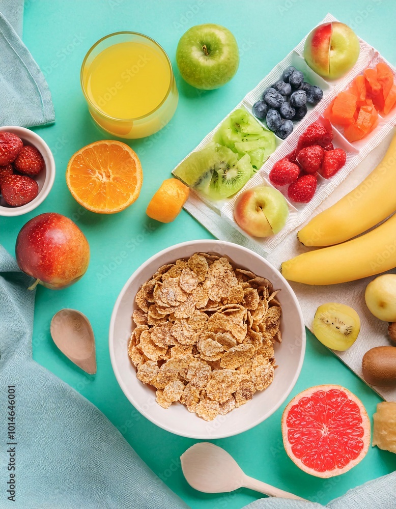 healthy breakfast consisting of cereal and fresh fruit. A combination of nutritious grains and fruit healthy breakfast consisting of cereal and fresh fruit. A combination of nutritious grains and fruit