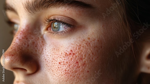 Intense Close-up of Acne Vulgaris - Skin Imperfections and Scars