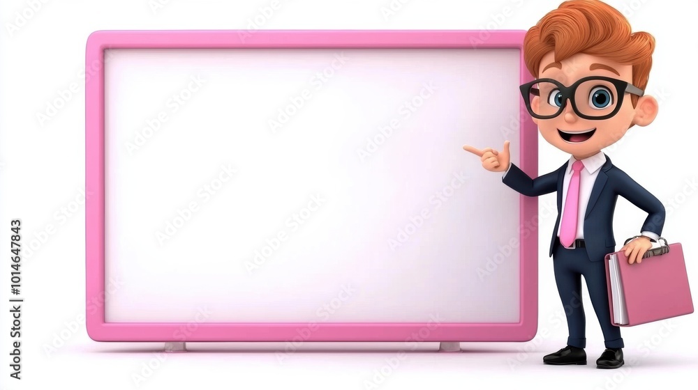 Cartoon Character Presenting Blank Whiteboard Cartoon Character Presenting Blank Whiteboard