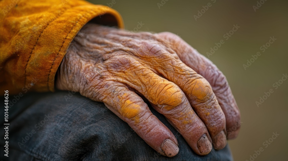 Detailed close-up of a person's hand showing the discolored, pitted nails associated with a fungal infection Detailed close-up of a person's hand showing the discolored, pitted nails associated with a fungal infection