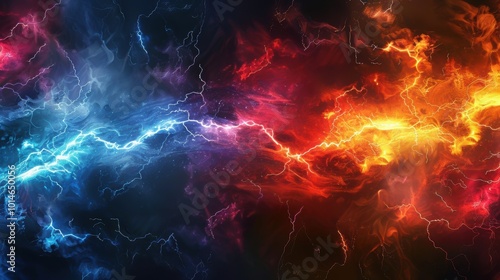 abstract red and blue electrical plasma lightnings abstract plasma background