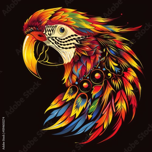 Wallpaper Mural Parrot head with bright tribal ornaments in a copy space setting. Torontodigital.ca