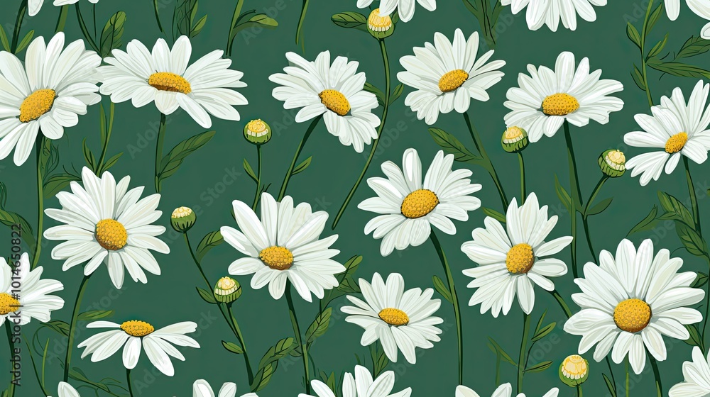 Illustration of chamomile on green background. Illustration of chamomile on green background.