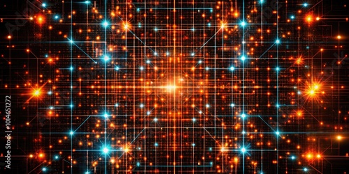 Wallpaper Mural Glowing grid of orange and blue lights in a digital pattern. Torontodigital.ca