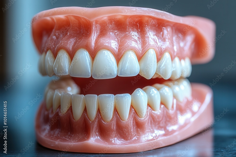 This display features a realistic dental model illustrating upper and lower human teeth, highlighting the alignment and structure of gums and enamel. Ideal for educational purposes and dental demonstr This display features a realistic dental model illustrating upper and lower human teeth, highlighting the alignment and structure of gums and enamel. Ideal for educational purposes and dental demonstr