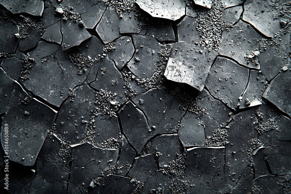 A close-up of cracked, black earth, revealing the textures and patterns of the soil. A close-up of cracked, black earth, revealing the textures and patterns of the soil.