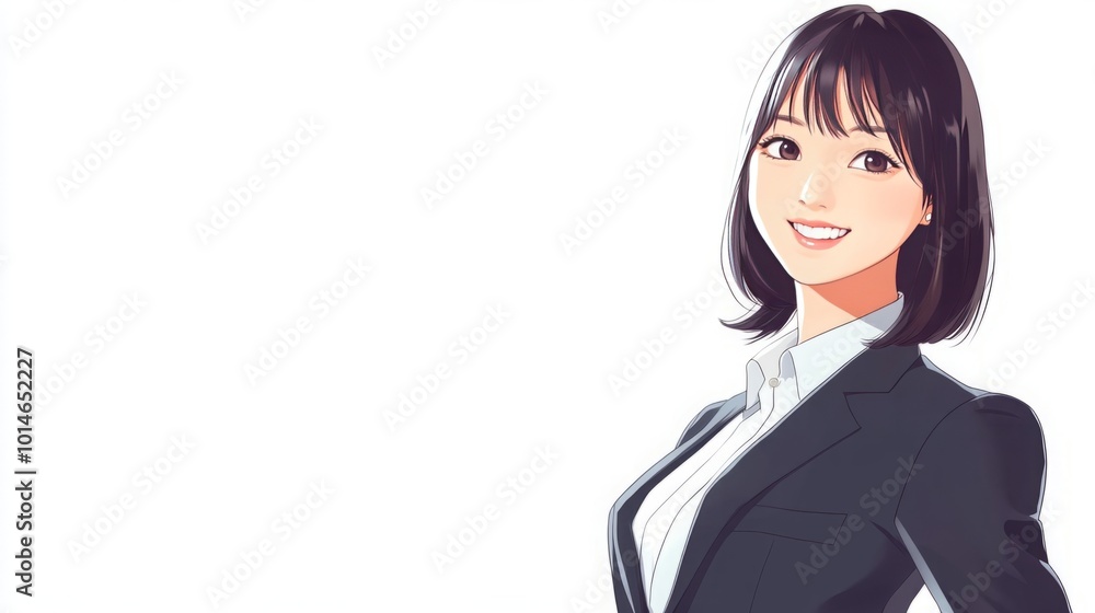 A stunning image featuring young and beautiful Japanese women in elegant suits against a pristine white background, designed for easy cropping. Captured from a below-waist camera angle A stunning image featuring young and beautiful Japanese women in elegant suits against a pristine white background, designed for easy cropping. Captured from a below-waist camera angle