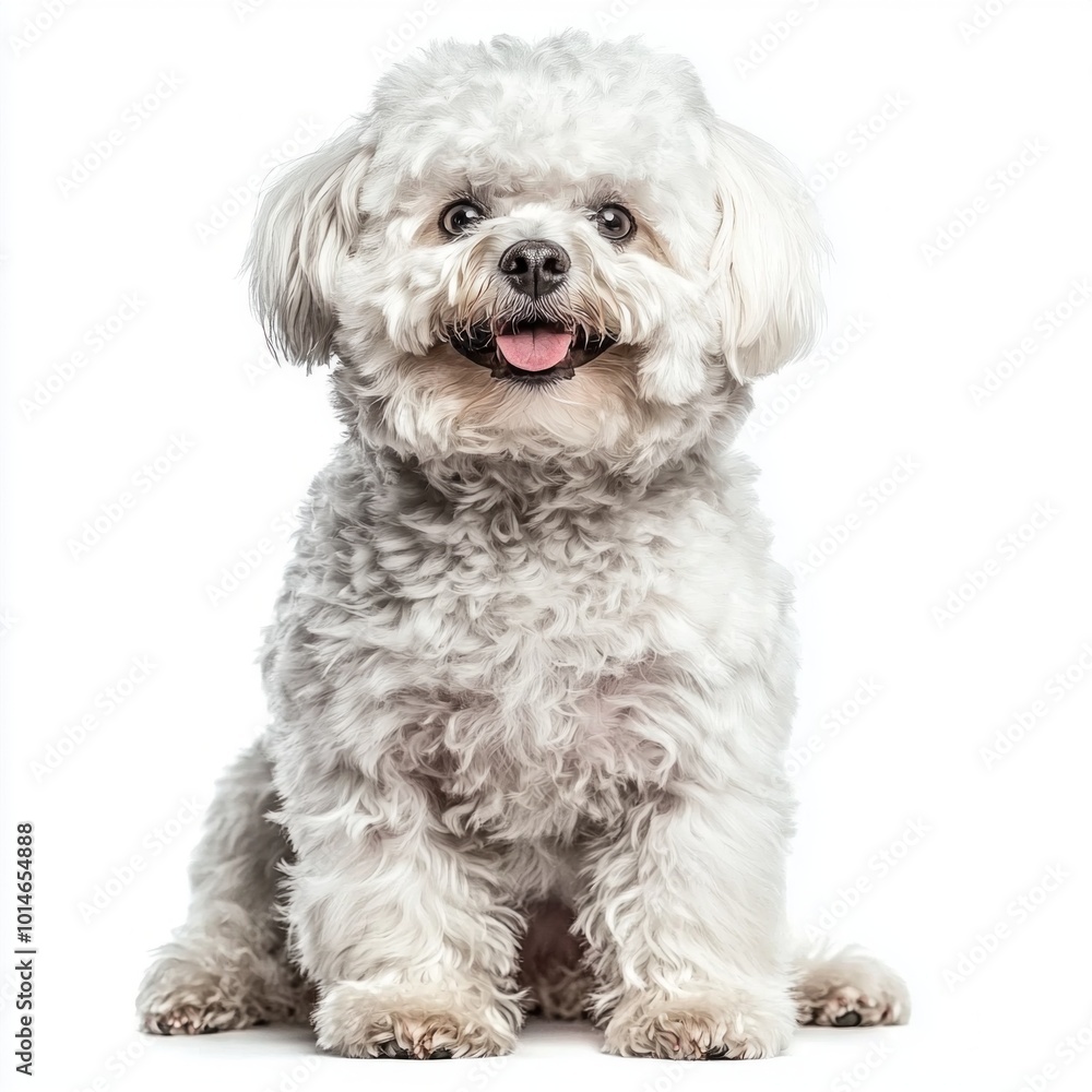delightful Bichon Frise showcases its fluffy white coat and bright, happy expression while sitting gracefully on a pristine white background, embodying joy and charm. delightful Bichon Frise showcases its fluffy white coat and bright, happy expression while sitting gracefully on a pristine white background, embodying joy and charm.