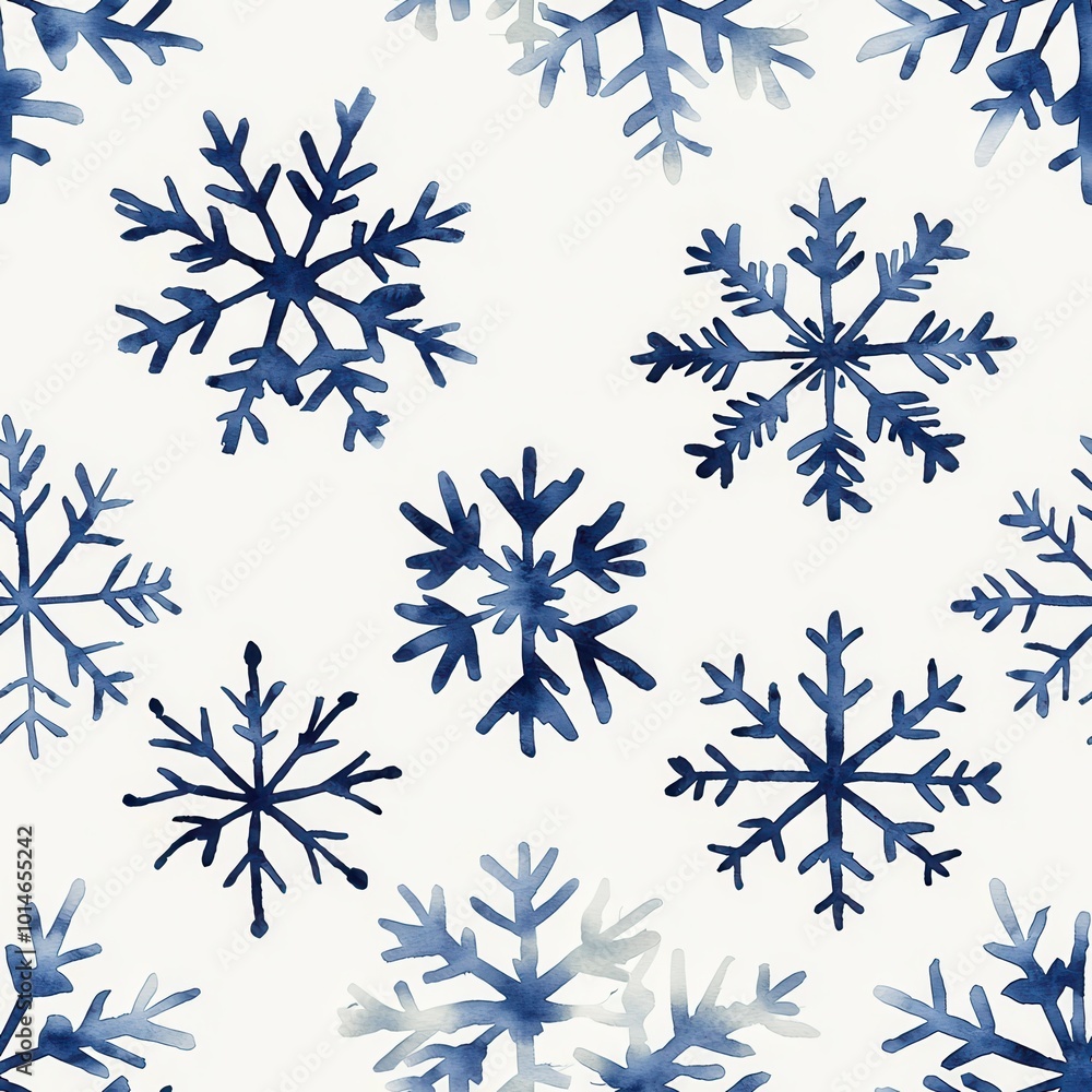 Watercolor snowflakes, subtle blue and white, seamless pattern, minimalist design, light gray background, deep depth of field, Christmas tile Watercolor snowflakes, subtle blue and white, seamless pattern, minimalist design, light gray background, deep depth of field, Christmas tile