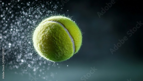 Tennis Ball in Mid-Air with Dust Particles in Motion