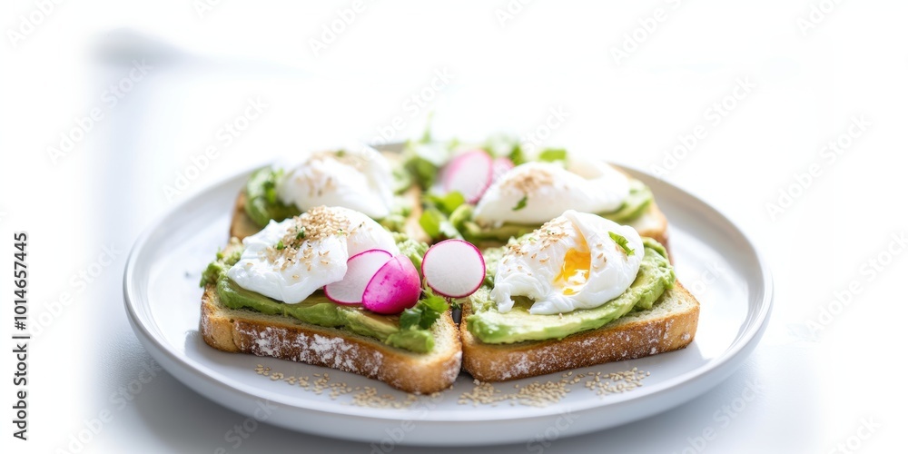 a plate of food with eggs and avoca a plate of food with eggs and avoca