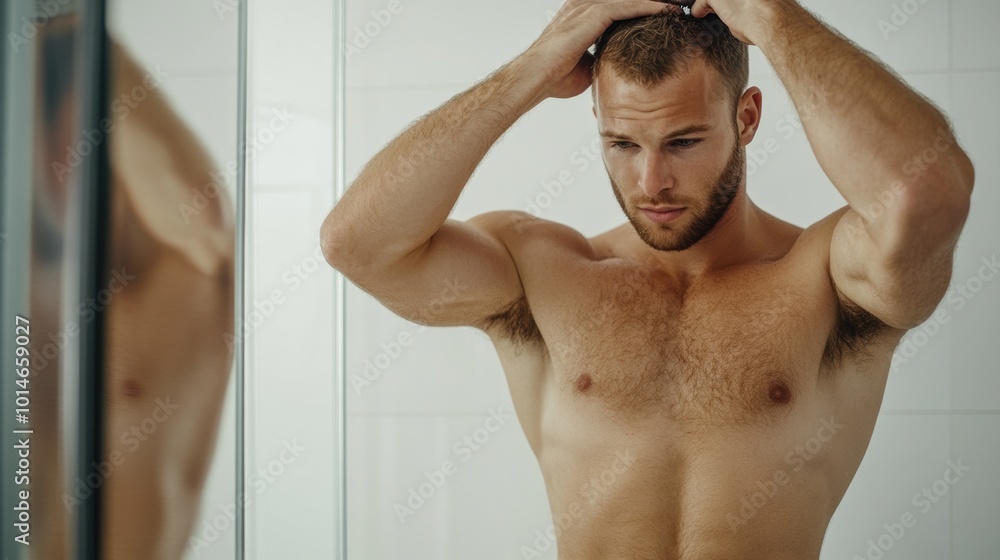 Grooming Routine in Modern Bathroom, AI Grooming Routine in Modern Bathroom, AI