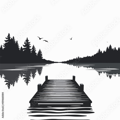 Lakeside Dock Silhouette